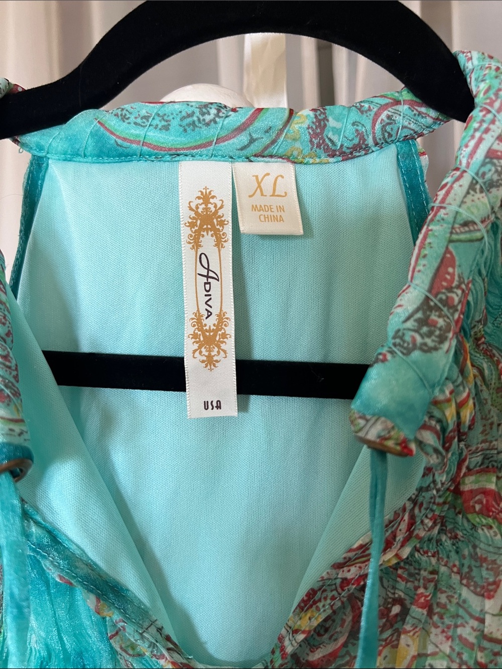 Adiva Turquoise Paisley Halter Tunic Top - Picture 5 of 7